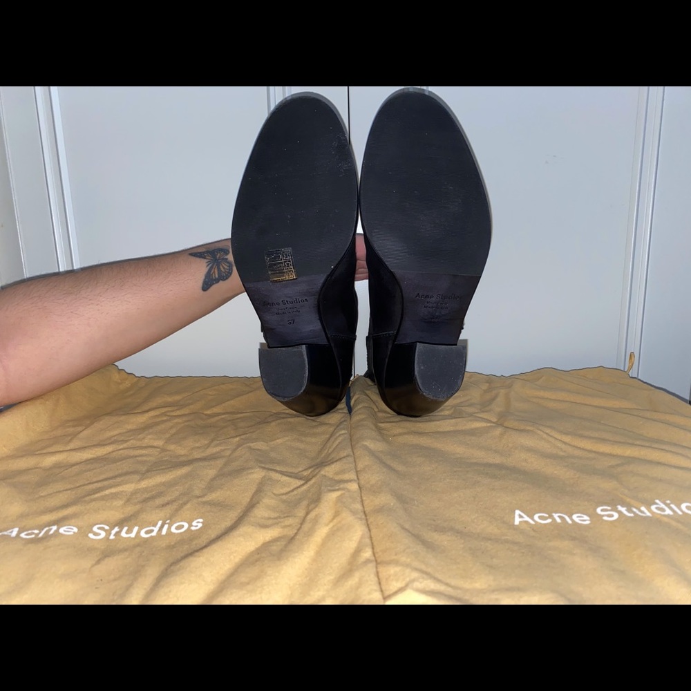 Stacked heel leather Acne Studios boots in black - Picture 4 of 8